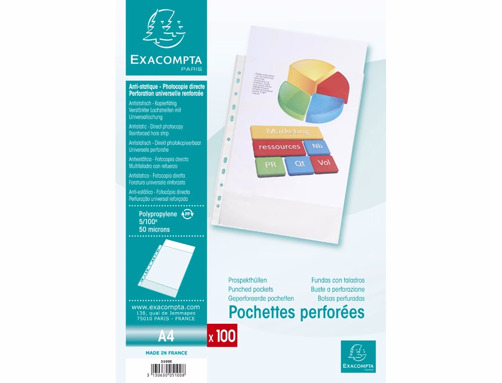 Pochettes plastiques Cristal (bte 100 unités) EXACOMPTA